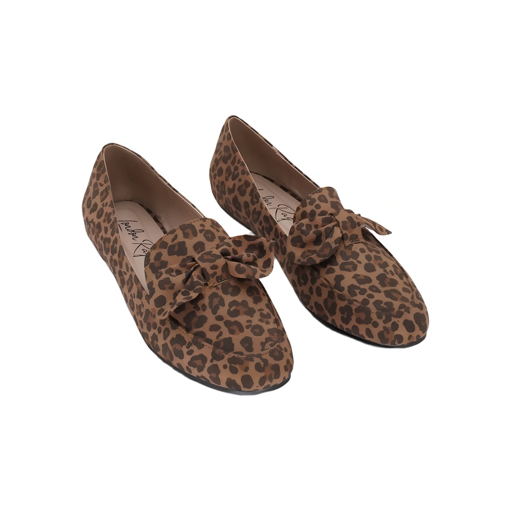 London Rag Womens Remee Bow Loafer Leopard Brown Size 9.5
